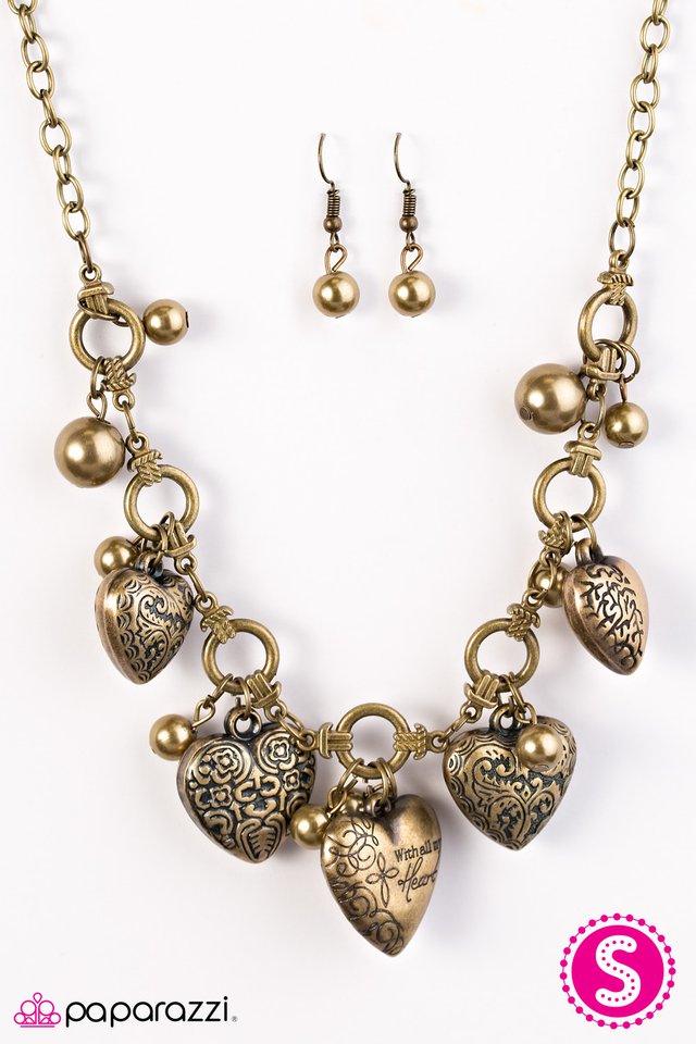 Paparazzi ♥ With All Your Heart - Brass ♥ Necklace