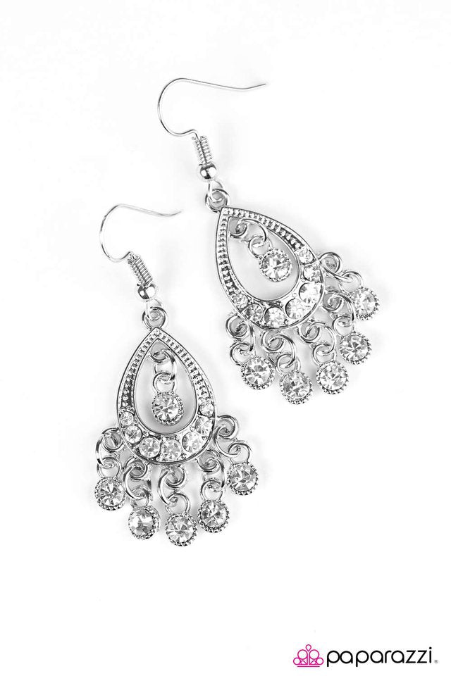 Paparazzi ♥ Catch Some Sparkle - White ♥ Earrings