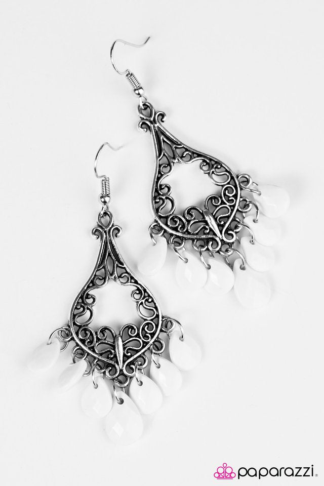 Paparazzi ♥ Singing In Singapore - White ♥ Earrings