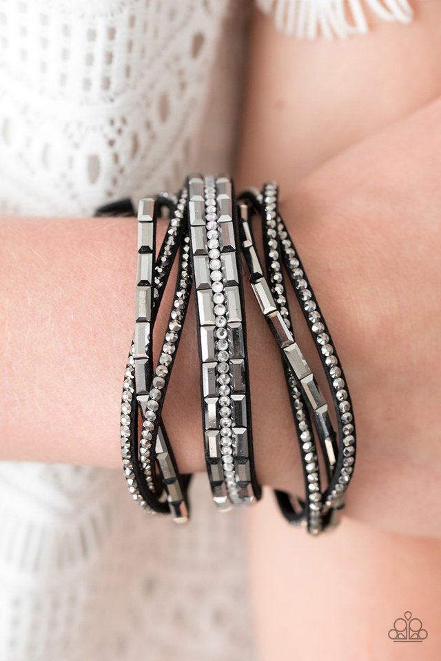 Paparazzi ♥ Rhinestone Riot - Black ♥ Bracelet