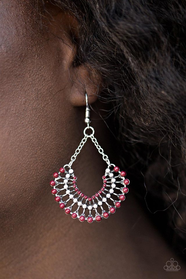 Paparazzi ♥ FAN Together - Red ♥ Earrings