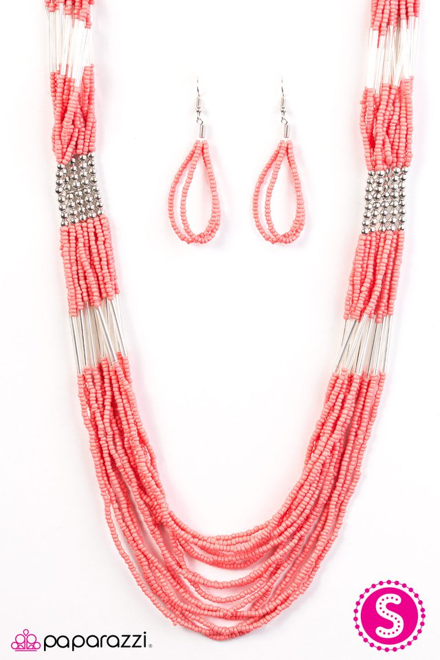 Paparazzi ♥ Let It BEAD - Orange Coral ♥ Necklace