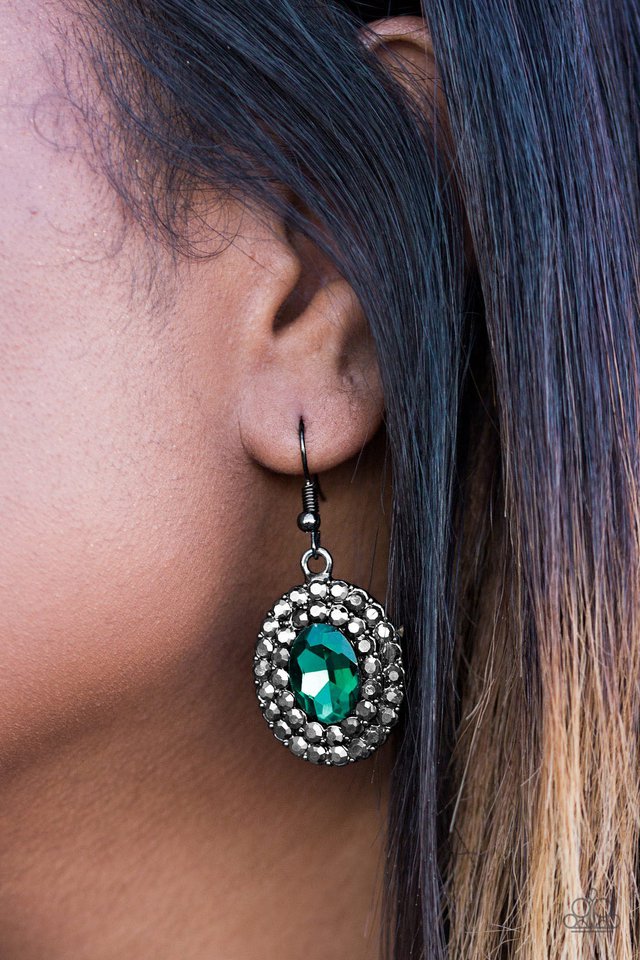 Paparazzi ♥ Grit and Glitter - Green ♥ Earrings
