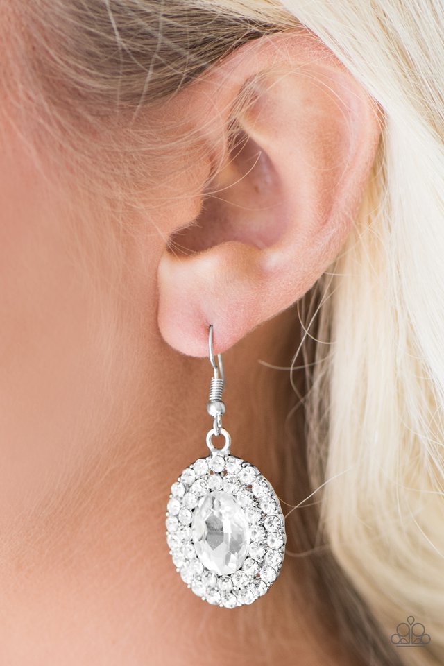 Paparazzi ♥ Grit and Glitter - White ♥ Earrings