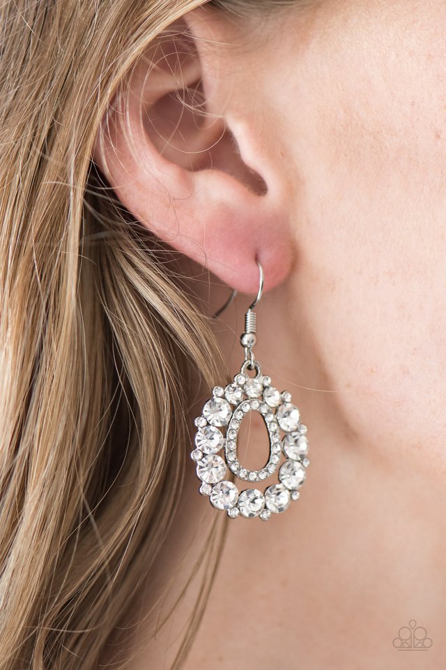 Paparazzi ♥ Struck By Sparkle - White ♥ Earrings