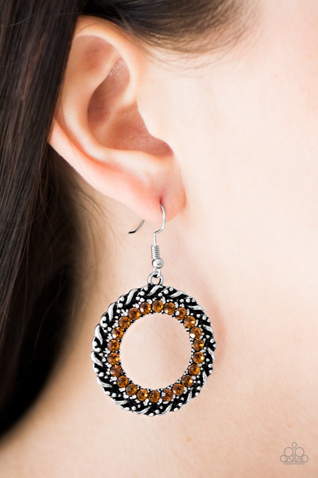 Paparazzi ♥ Grunge and Glitter - Brown ♥ Earrings