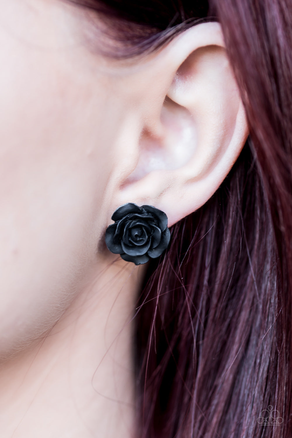 Paparazzi ♥ Garden Rave - Black Post ♥ Post Earrings