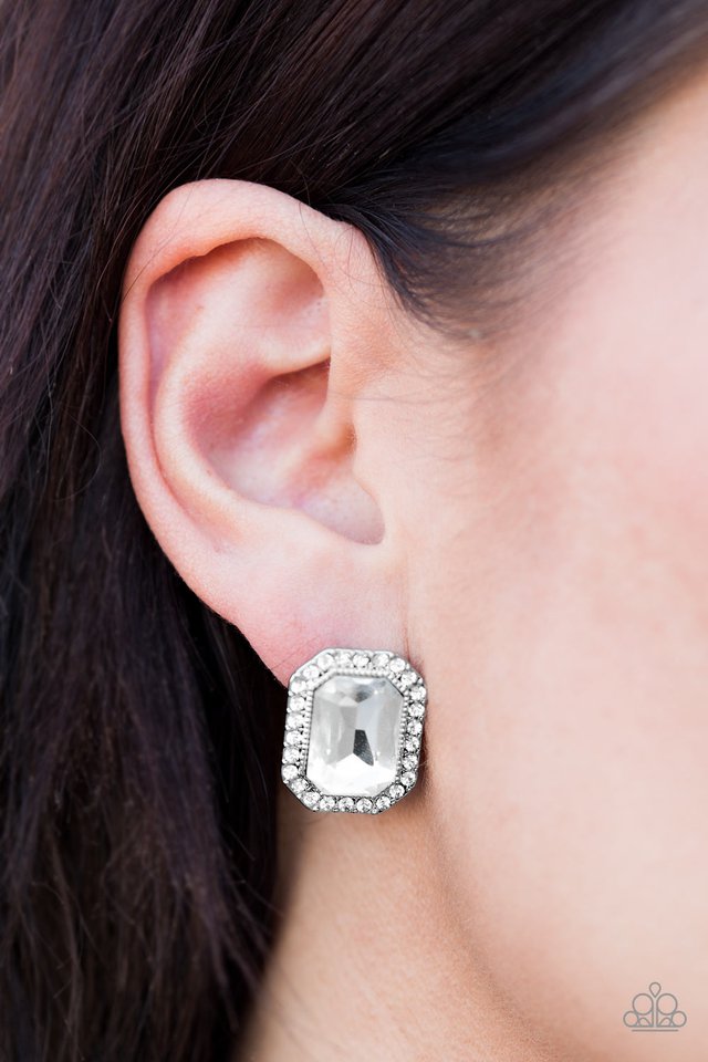 Paparazzi ♥ Strike A POST - White Post ♥ Post Earrings