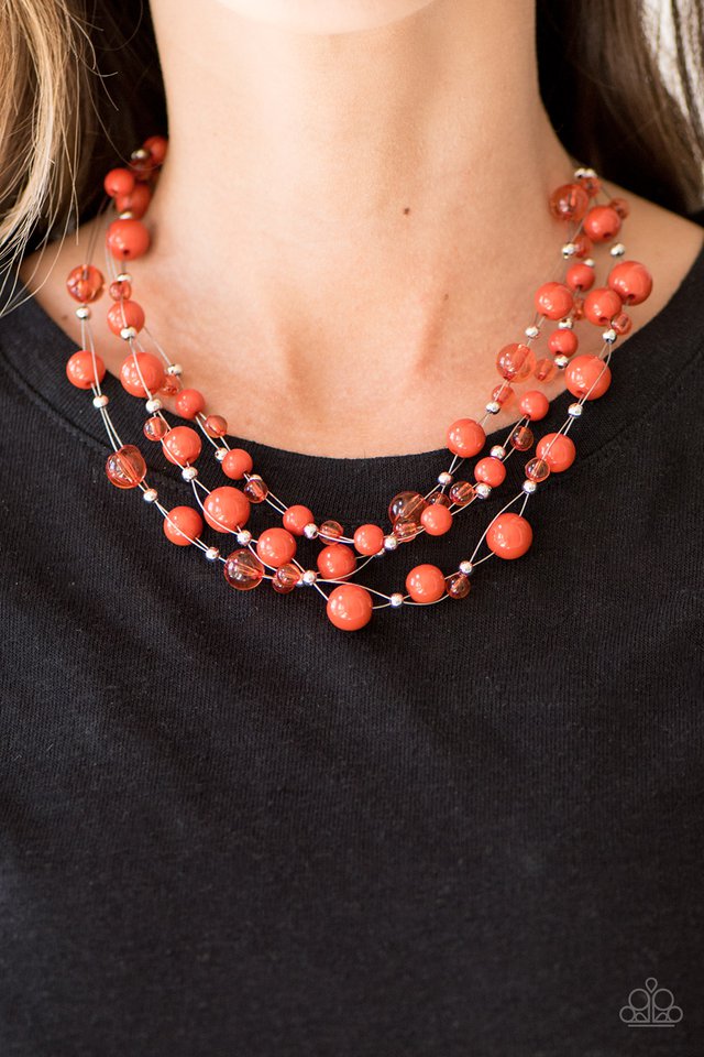 Paparazzi ♥ Set The World On WIRE - Orange ♥ Necklace