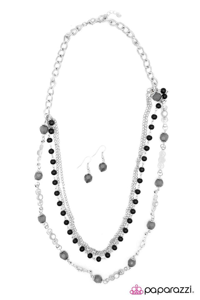 Paparazzi ♥ Cascades of Charcoal - Black ♥ Necklace