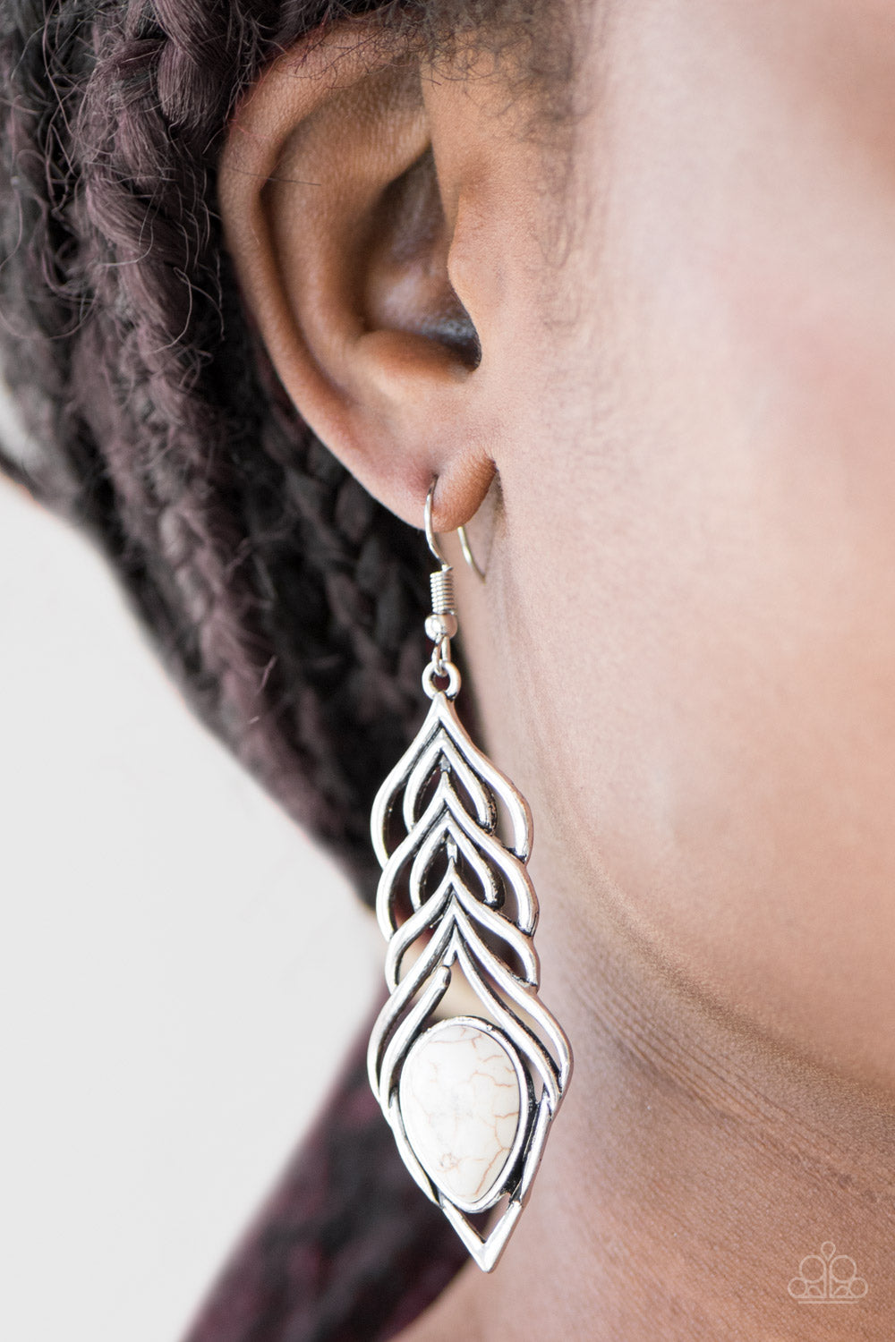 Paparazzi ♥ Swinging Sparrow - White ♥ Earrings