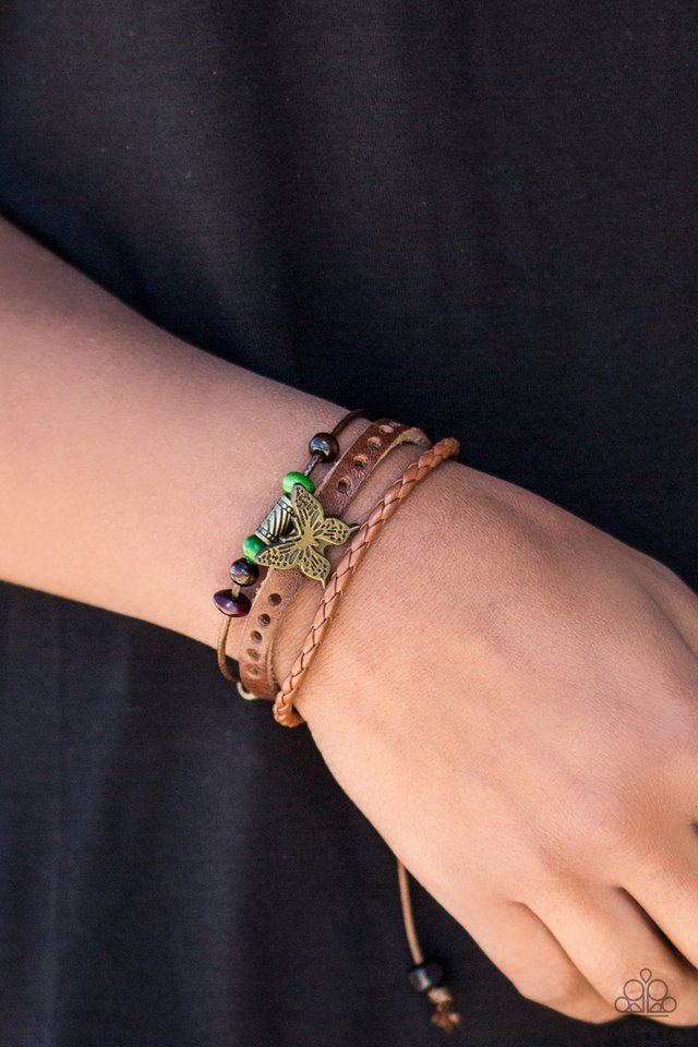 Paparazzi ♥ Brazen Butterfly - Green ♥ Bracelet