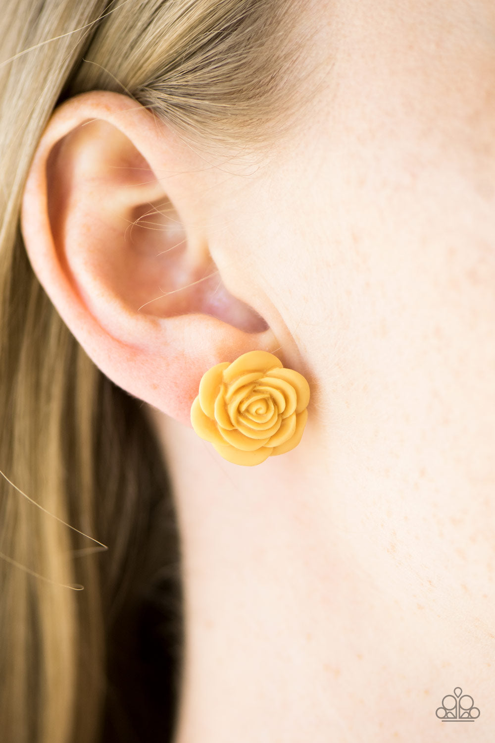 Paparazzi ♥ Raving About Roses - Yellow ♥ Post Earrings