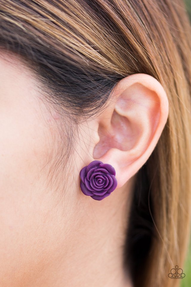 Paparazzi ♥ Raving About Roses - Purple ♥ Post Earrings