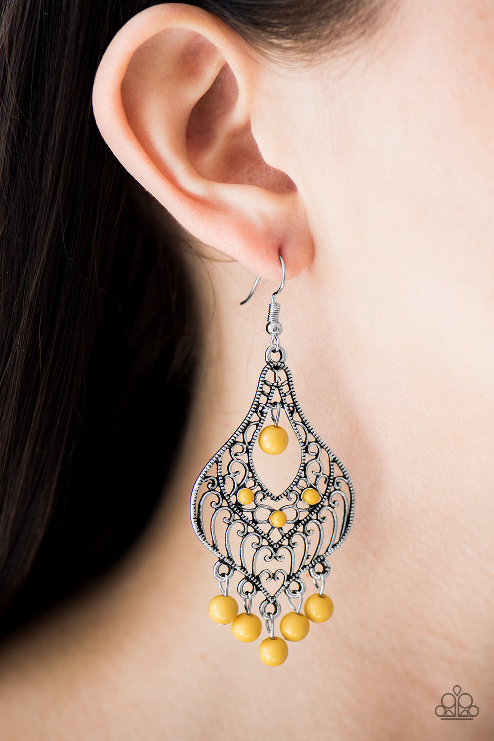 Paparazzi ♥ Elegant Enchantment - Yellow ♥ Earrings