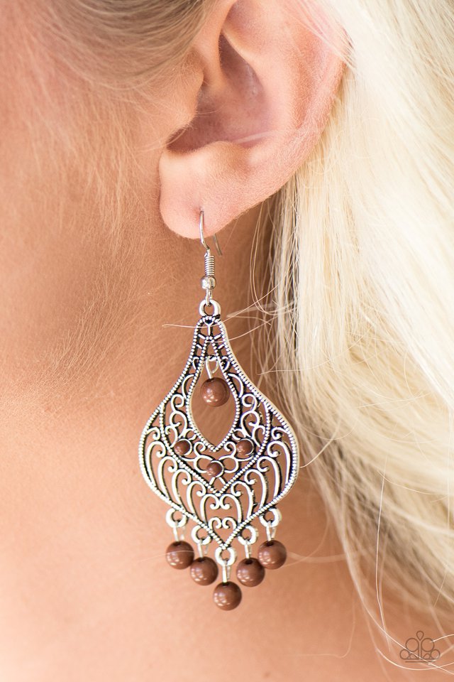 Paparazzi ♥ Elegant Enchantment - Brown ♥ Earrings