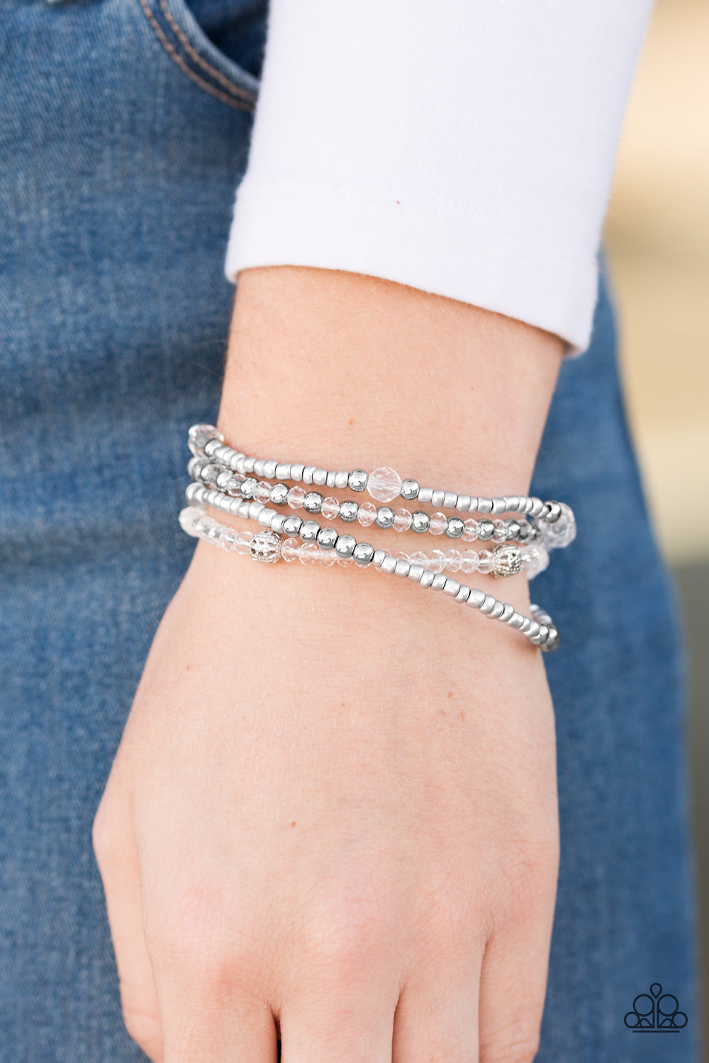 Paparazzi ♥ All Glam - White ♥ Bracelet