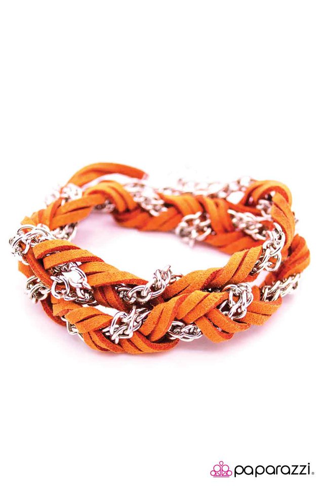 Paparazzi ♥ Leather Permitting - Orange ♥ Bracelet