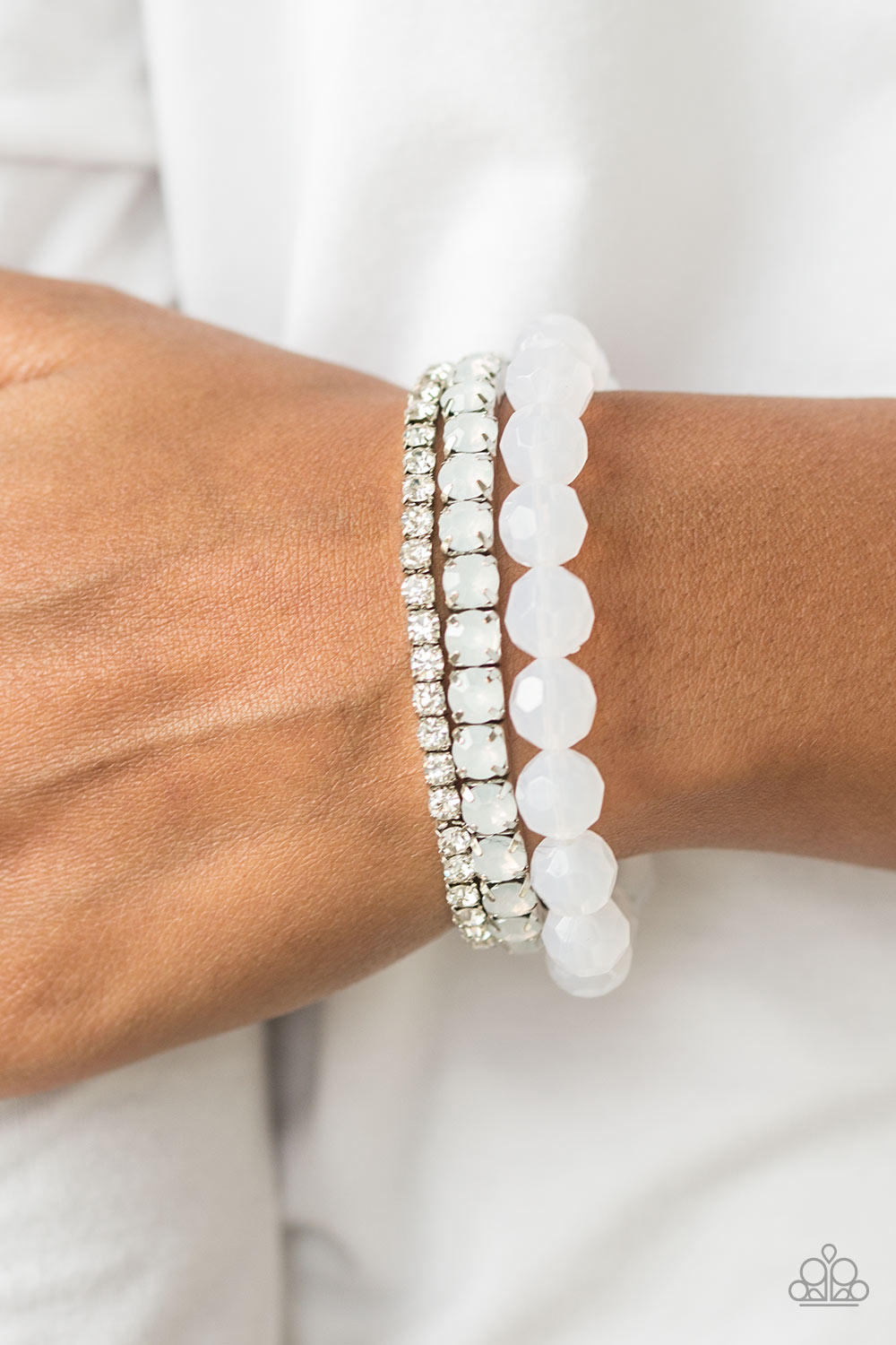 Paparazzi ♥ Beautiful Bravado - White ♥ Bracelet