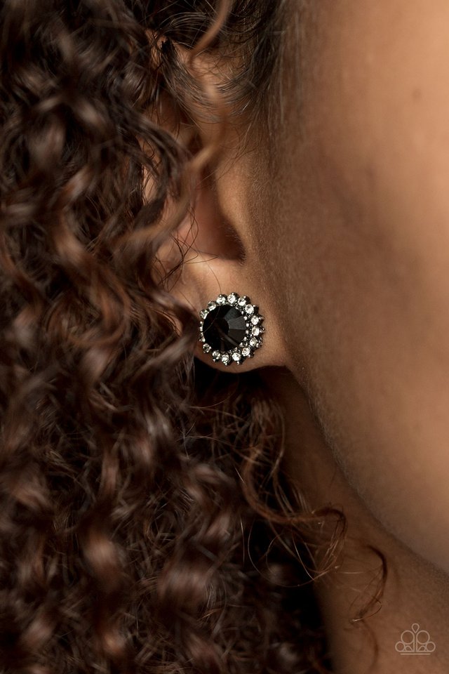 Paparazzi ♥ Away We GLOW!- Black Post ♥ Post Earrings
