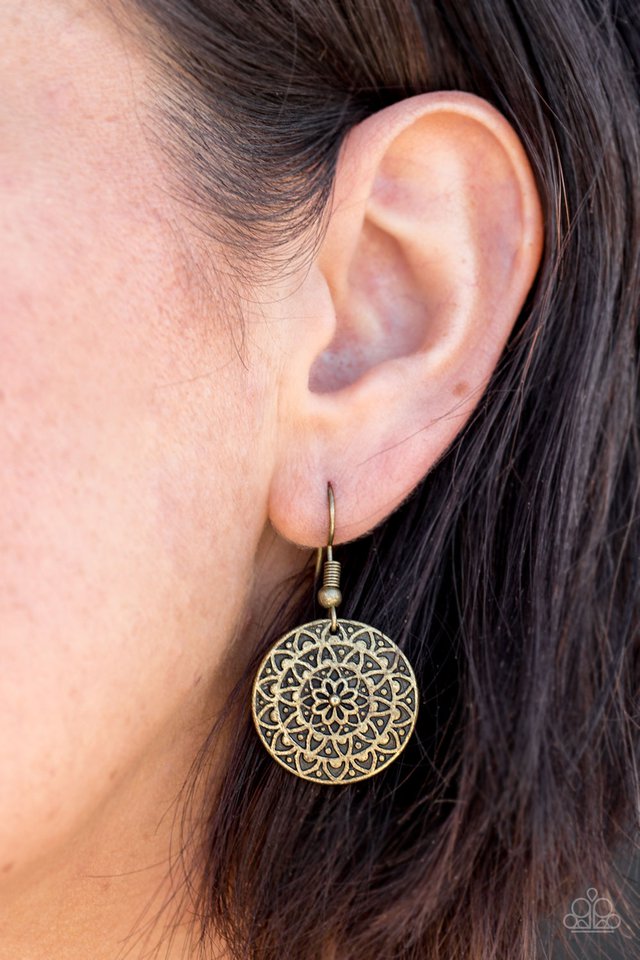 Paparazzi ♥ Sunflower Shimmer - Brass ♥ Earrings