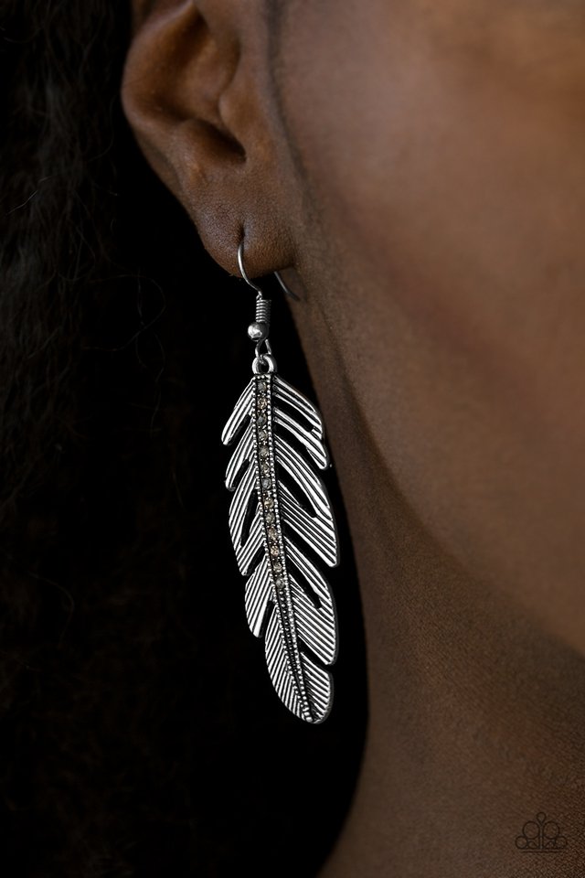 Paparazzi ♥ Feather On Fleek - Silver ♥ Earrings