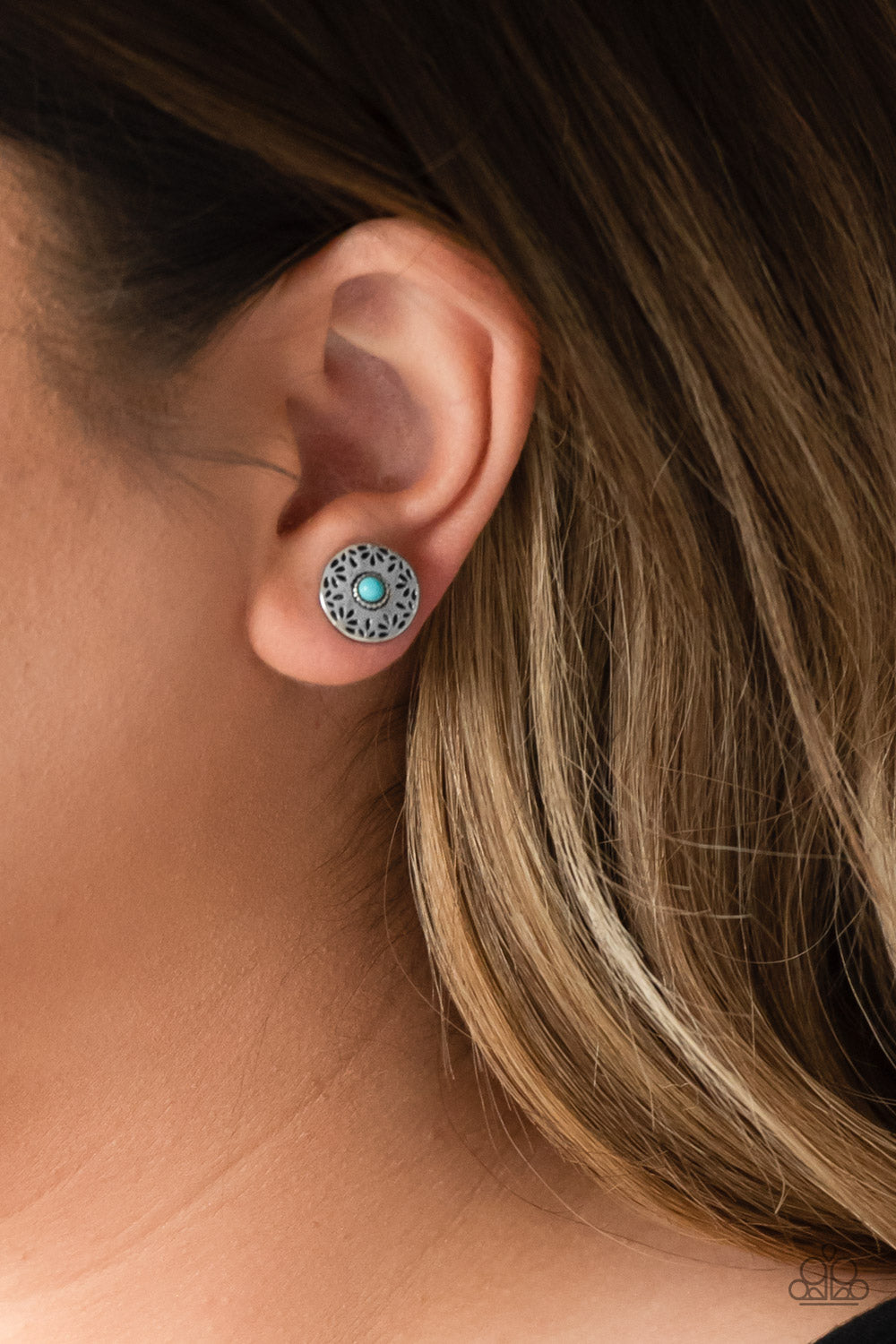 Paparazzi ♥ Santa Fe Fiesta - Blue ♥ Post Earrings