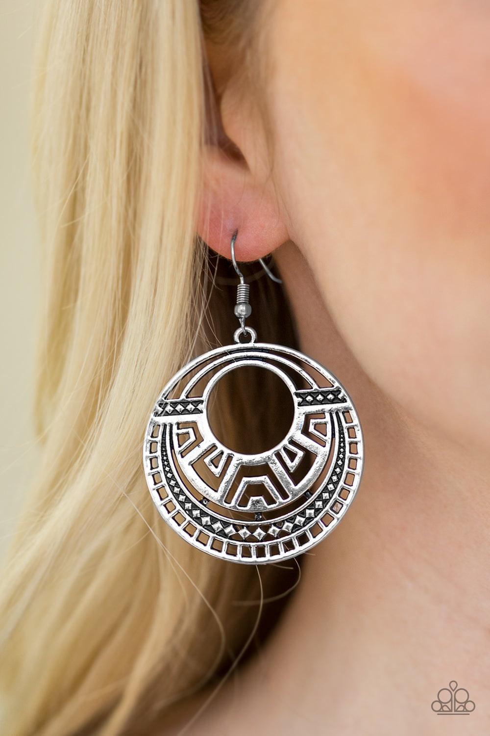 Paparazzi ♥ Modernly Mayan - Silver ♥ Earrings