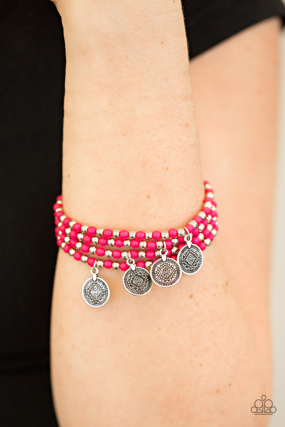 Paparazzi ♥ Gypsy Globetrotter - Pink ♥ Bracelet
