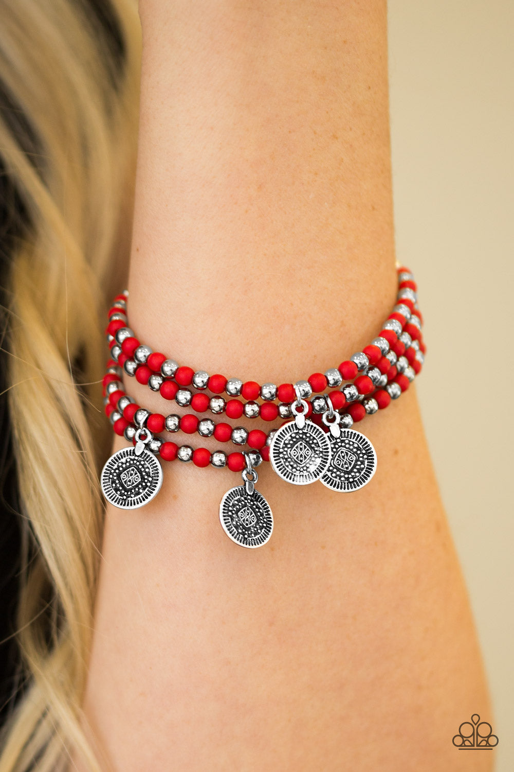 Paparazzi ♥ Gypsy Globetrotter - Red ♥ Bracelet