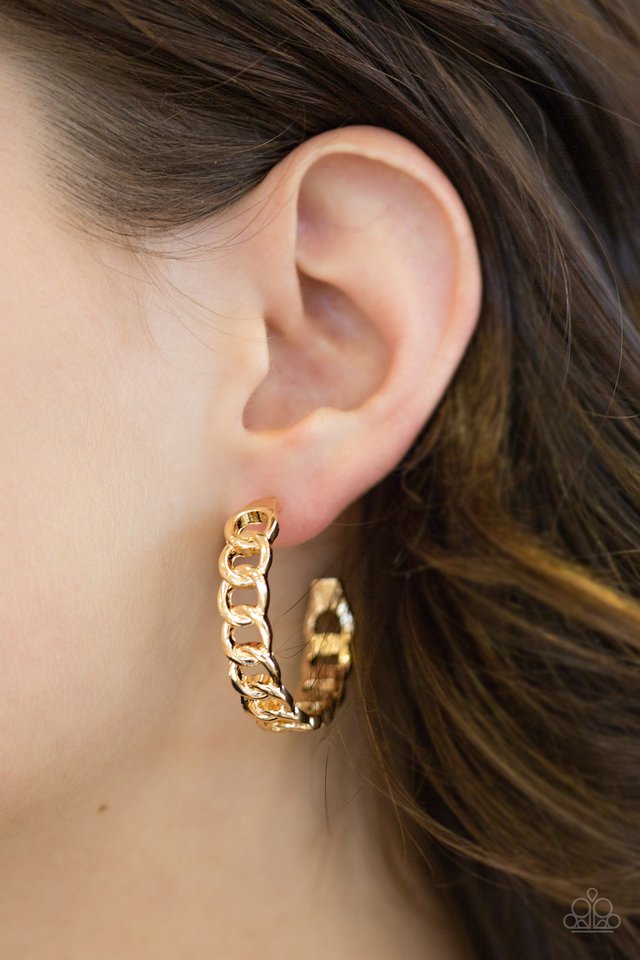 Paparazzi ♥ Track Record - Gold ♥ Earrings