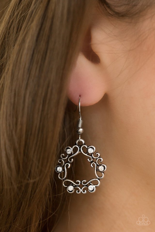 Paparazzi ♥ Whimsy Wreaths - White ♥ Earrings