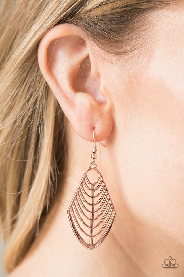 Paparazzi ♥ Right On TRACKER - Rose Gold ♥ Earrings
