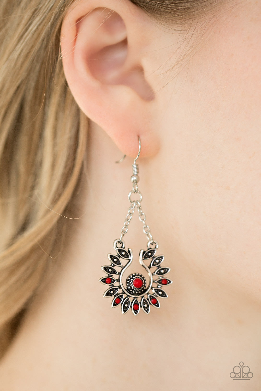 Paparazzi ♥ Cancun Can-Can - Red ♥ Earrings
