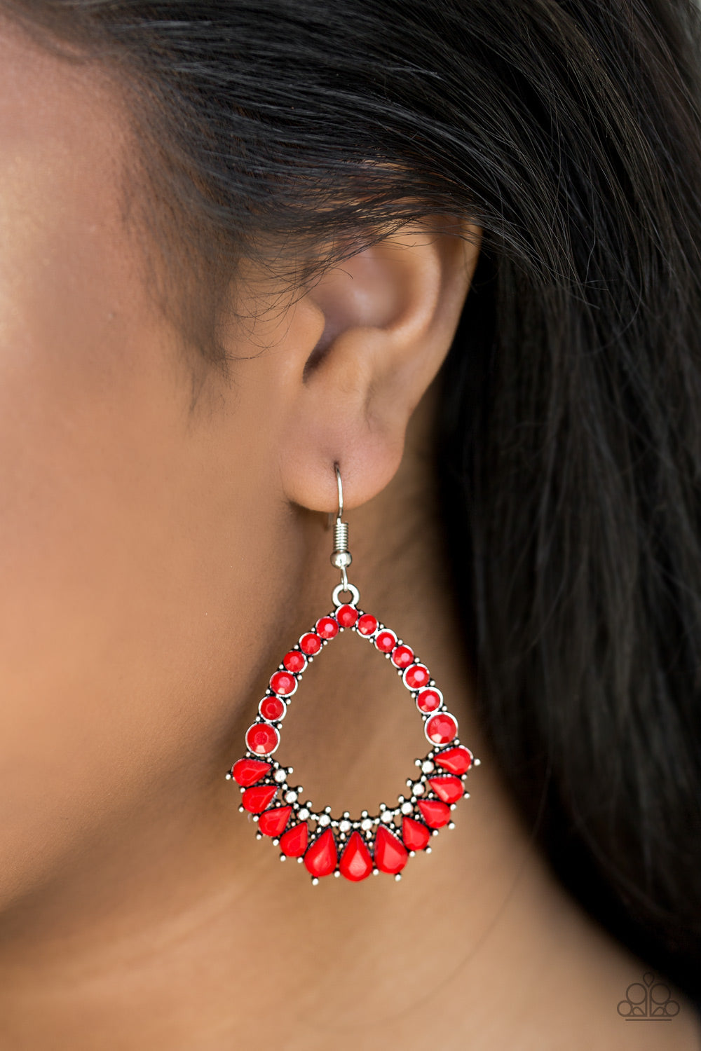 Paparazzi ♥ Crystal Waters - Red ♥ Earrings