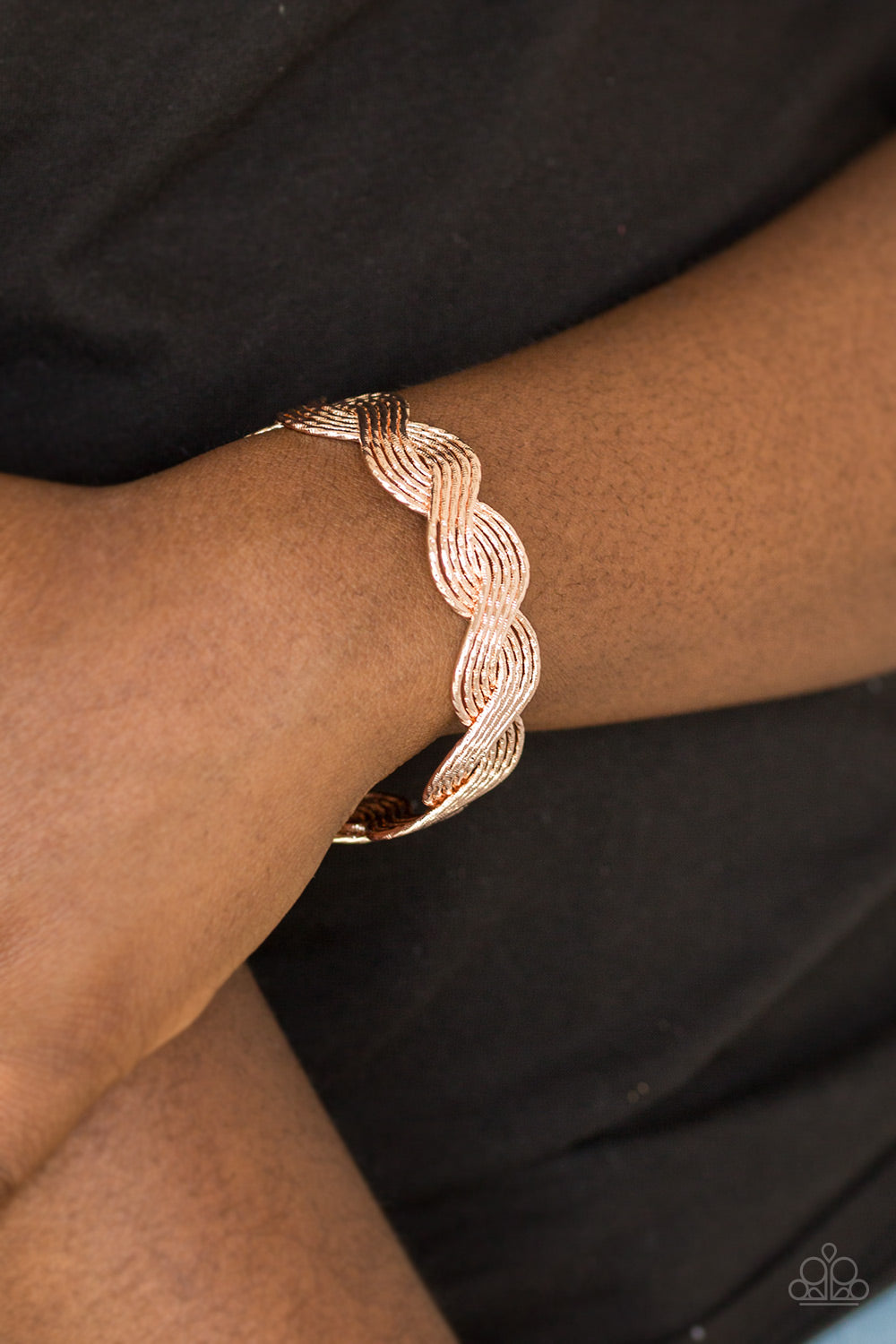 Paparazzi ♥ Braided Brilliance - Rose Gold ♥ Bracelet
