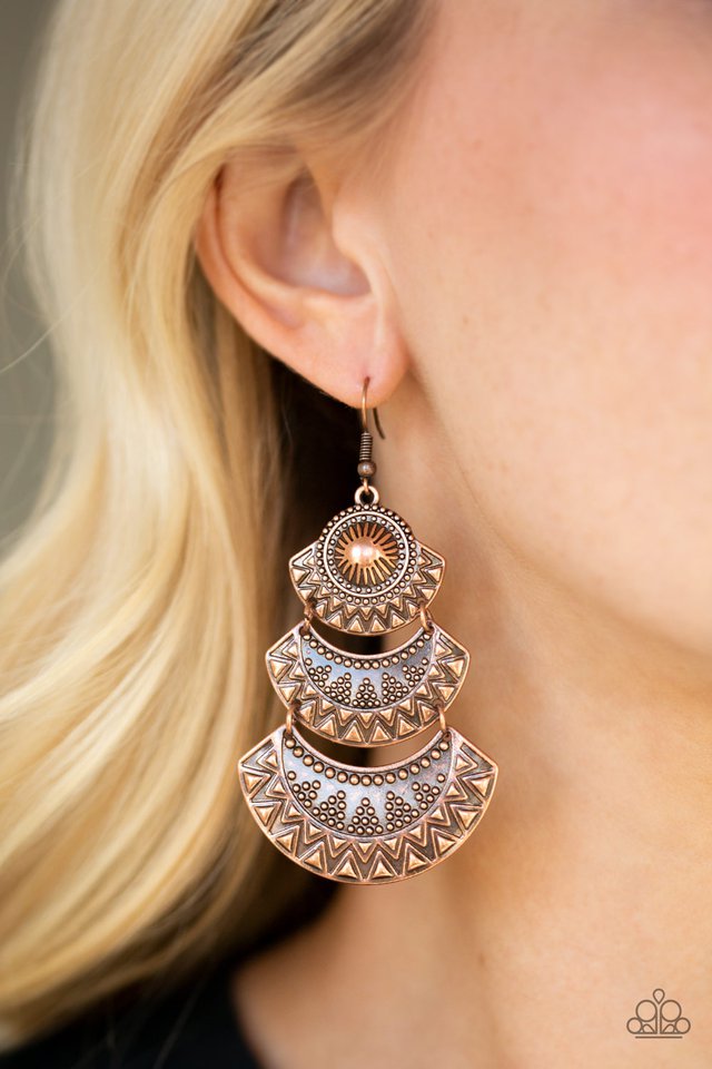 Paparazzi ♥ Impressively Empress - Copper ♥ Earrings