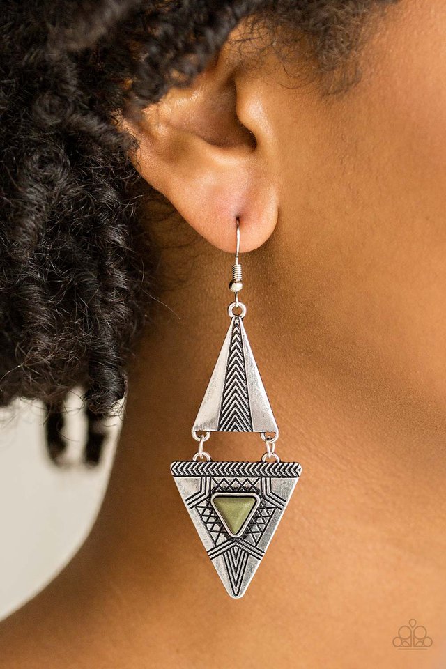 Paparazzi ♥ El Paso Edge - Green ♥ Earrings