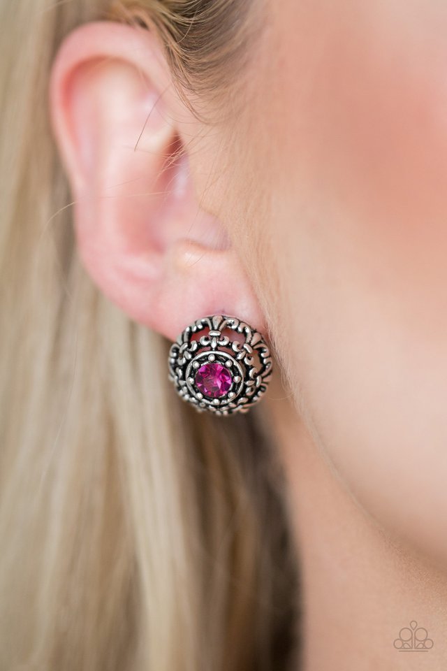 Paparazzi ♥ Courtly Courtliness - Pink ♥ Post Earrings