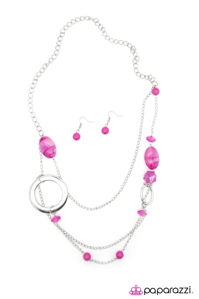 Paparazzi ♥ A Stones Throw - Pink ♥ Necklace