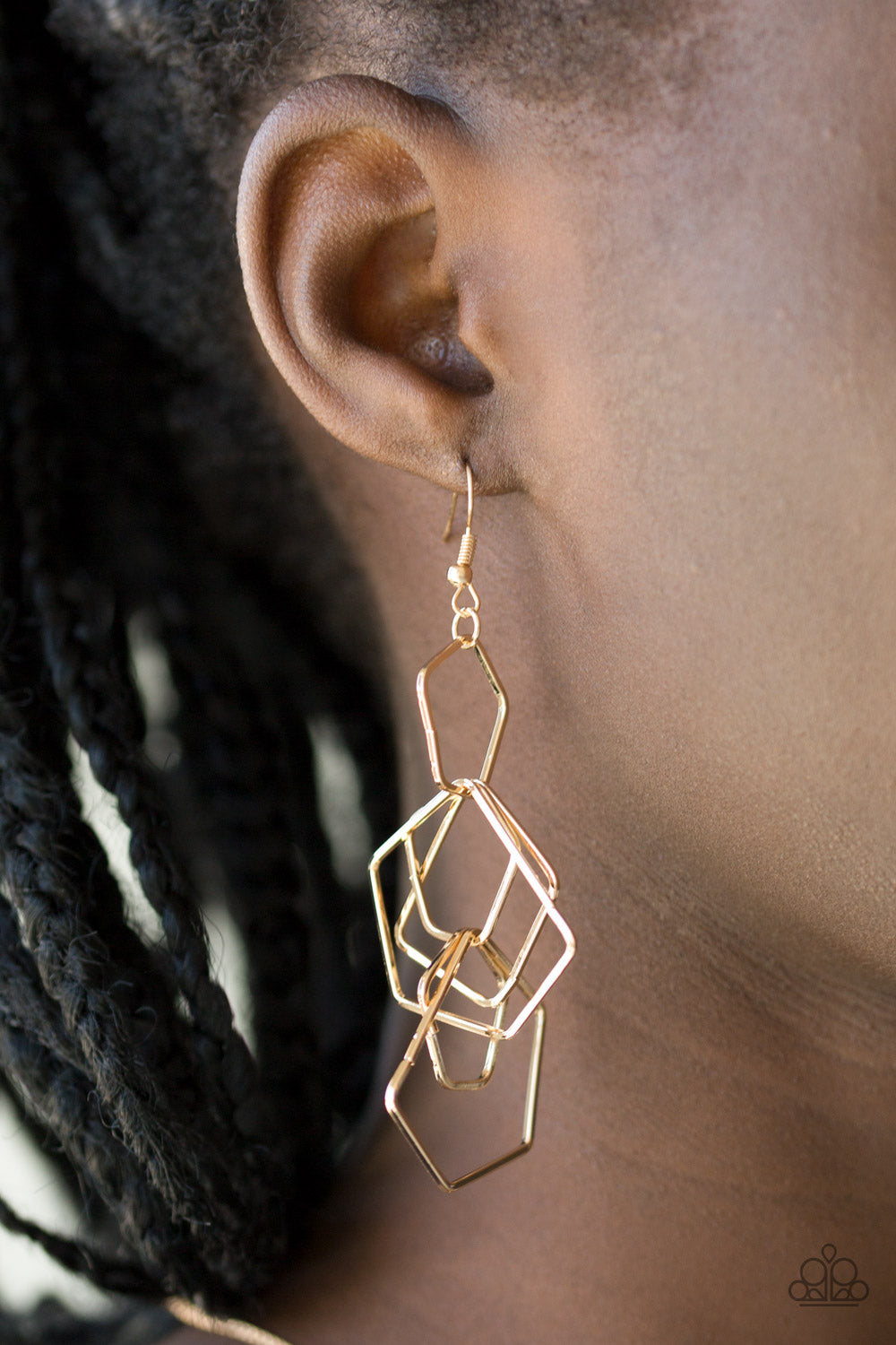 Paparazzi ♥ Five-Sided Fabulous - Gold ♥ Earrings