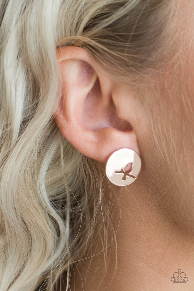 Paparazzi ♥ The Bird Has Flown - Rose Gold ♥ Post Earrings