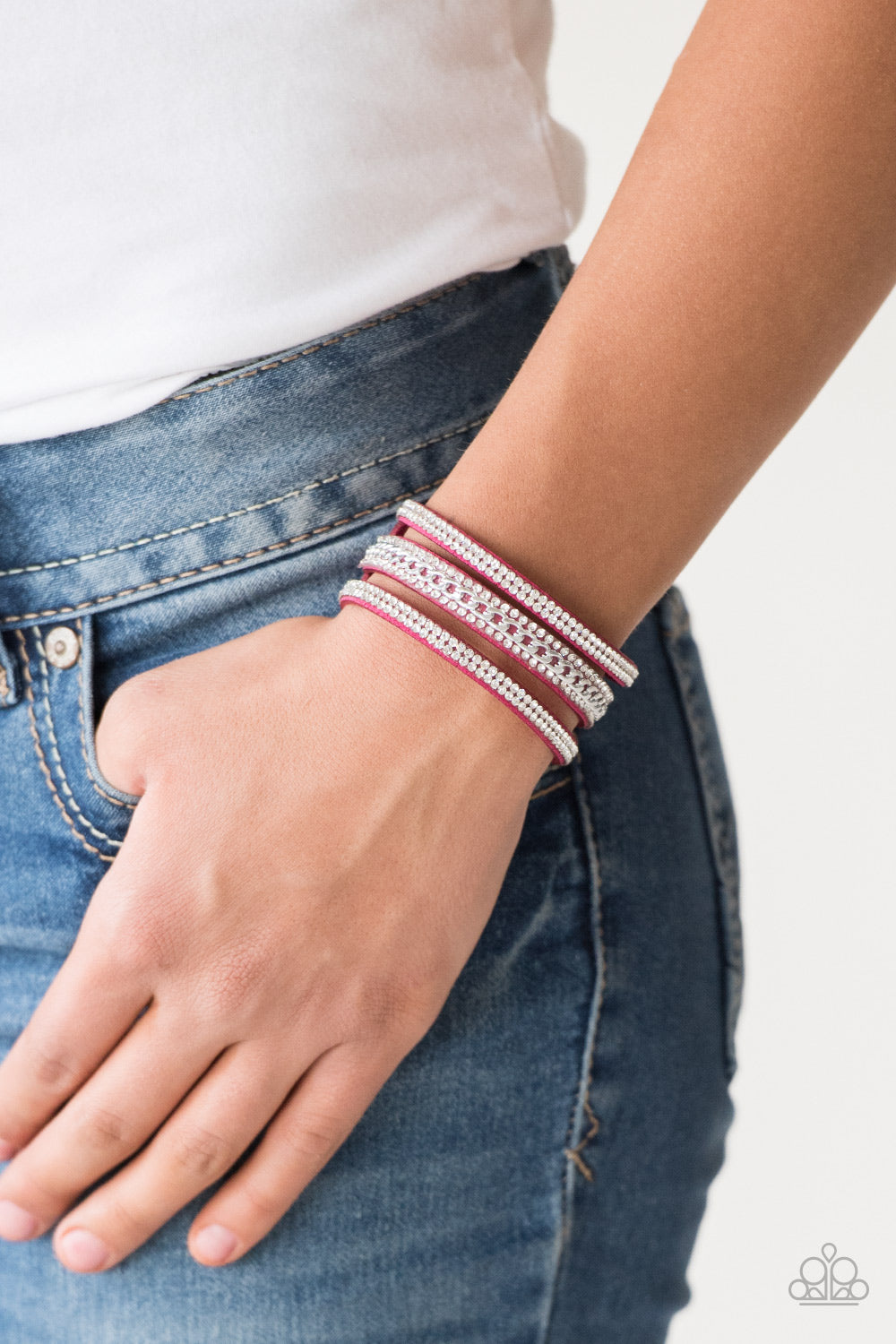 Paparazzi ♥ Rollin In Rhinestones - Pink ♥ Bracelet