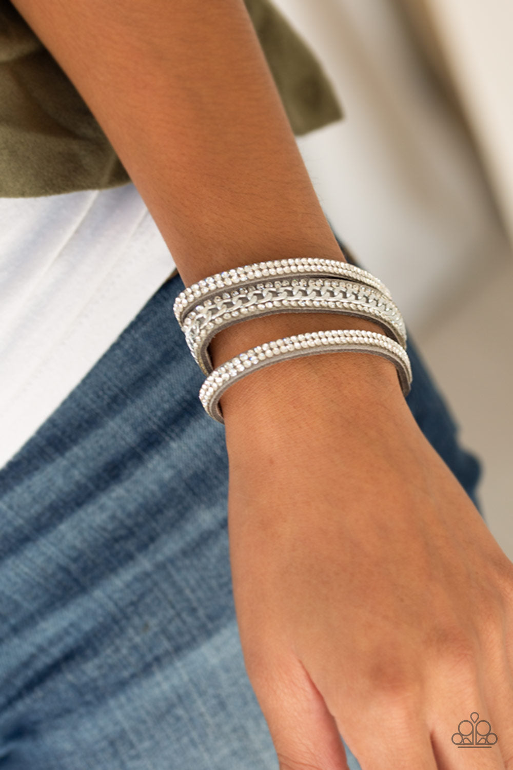 Paparazzi ♥ Rollin In Rhinestones - Silver ♥ Bracelet