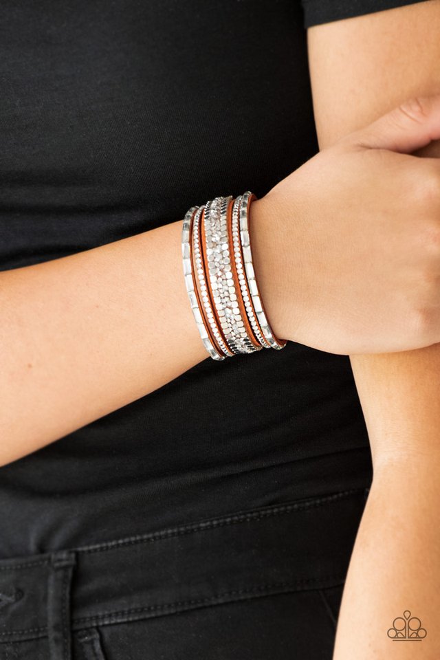 Paparazzi ♥ Rebel In Rhinestones - Orange ♥ Bracelet