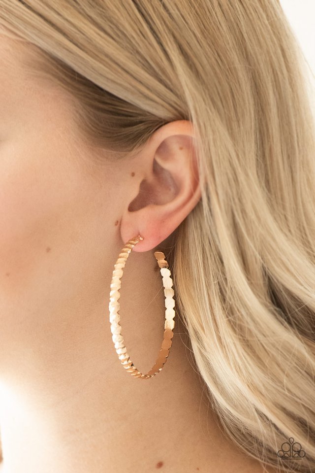 Paparazzi ♥ Totally Off The HOOP - Gold ♥ Earrings