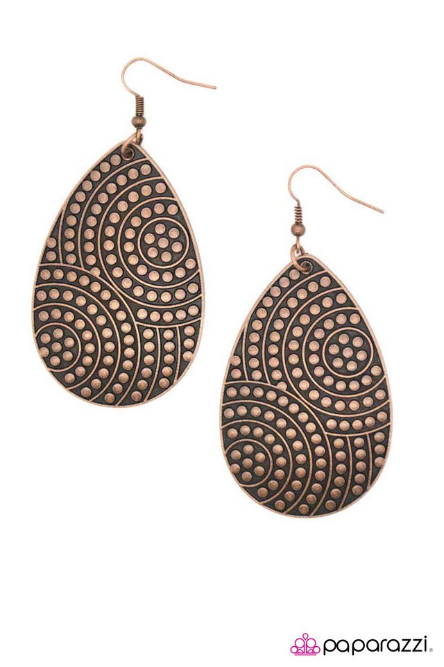 Paparazzi ♥ Signed On the Dotted Line - Copper ♥ Earrings