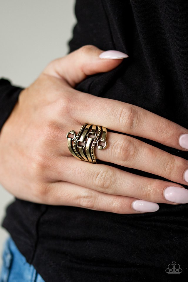 Paparazzi ♥ Buckle Up - Brass ♥ Ring