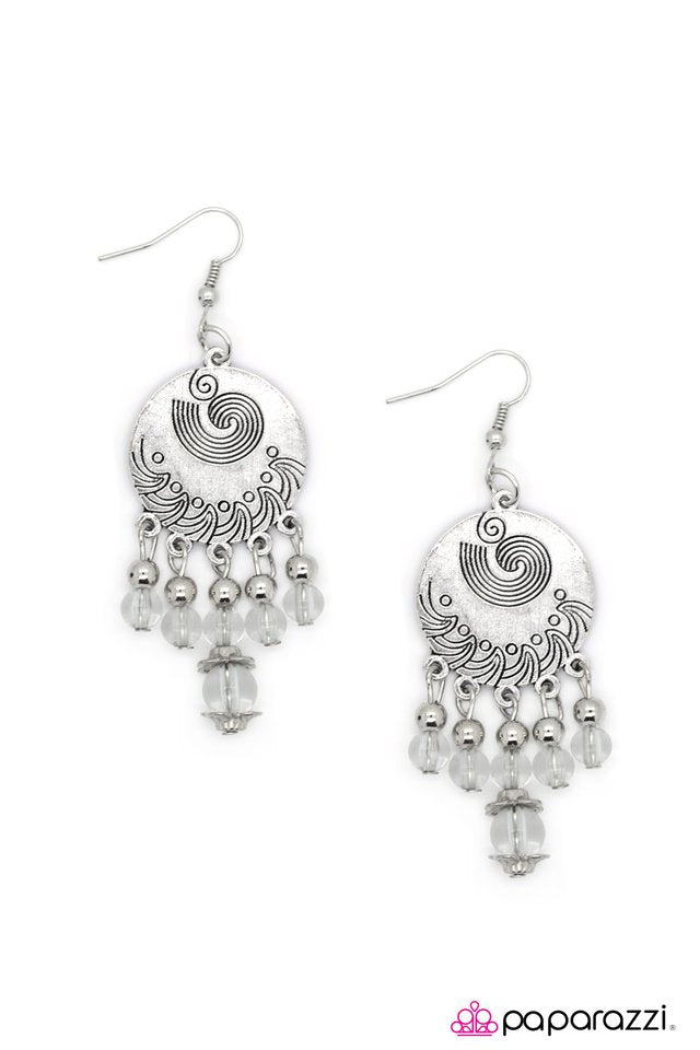 Paparazzi ♥ Spinning My Wheels - White ♥ Earrings