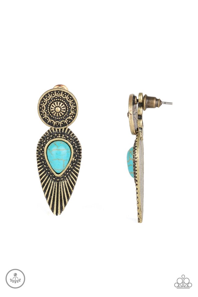 Paparazzi ♥ Fly Into the Sun - Brass ♥ Post Earrings